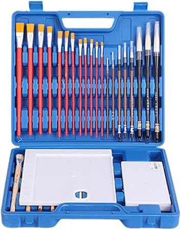 Kit de pinceles, juego de pinceles de pinturas acrílicas para artistas de 32 piezas y caja