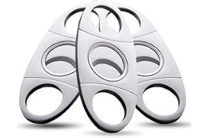 MPEEJ Cigar Cutter Guillotine, Stainless Steel Smooth Cigar Clippers Double Cut Blade, 3 Pack Silver Exquisite Cigar Scissors Accessories