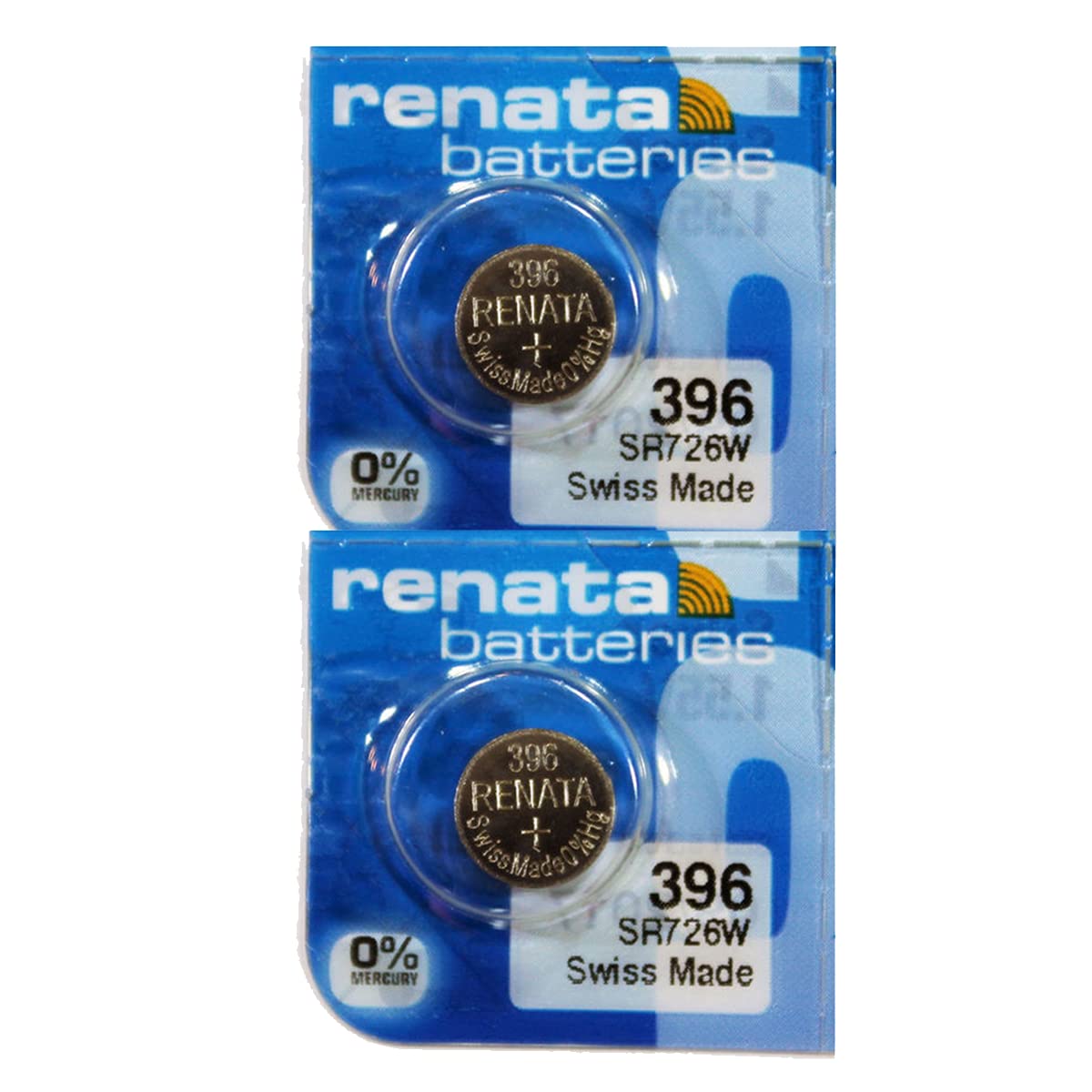 Renata Batteries Renata 396 SR726W Batteries - 1.55V Silver Oxide 396 Watch Battery (2 Count)
