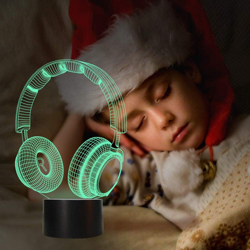 CooPark Headset Creative 3D Night Light, 16 Color Changing with Remote Control USB Power - Image 5