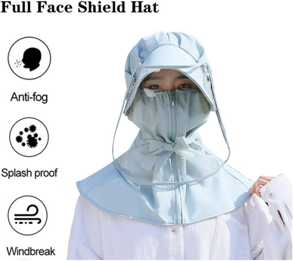Full Face Shield Mask Hat, Safety Protective Visor Cap, Detachable Wide Brim Bucket Hat for Adult and Kids, Anti-Fog Anti-saliva Anti-Spitting Hat Cover Outdoor Fisherman Sun Hat