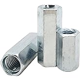 M10 X 1.5 x 32mm Length Long Rod Metric Hex Coupling Nut, Zinc Plated 10 Pcs