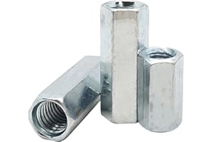 JEWUNO M8 X 1.25 x 50mm Long Rod Metric Hex Coupling Nut, Zinc Plated 5 Pcs
