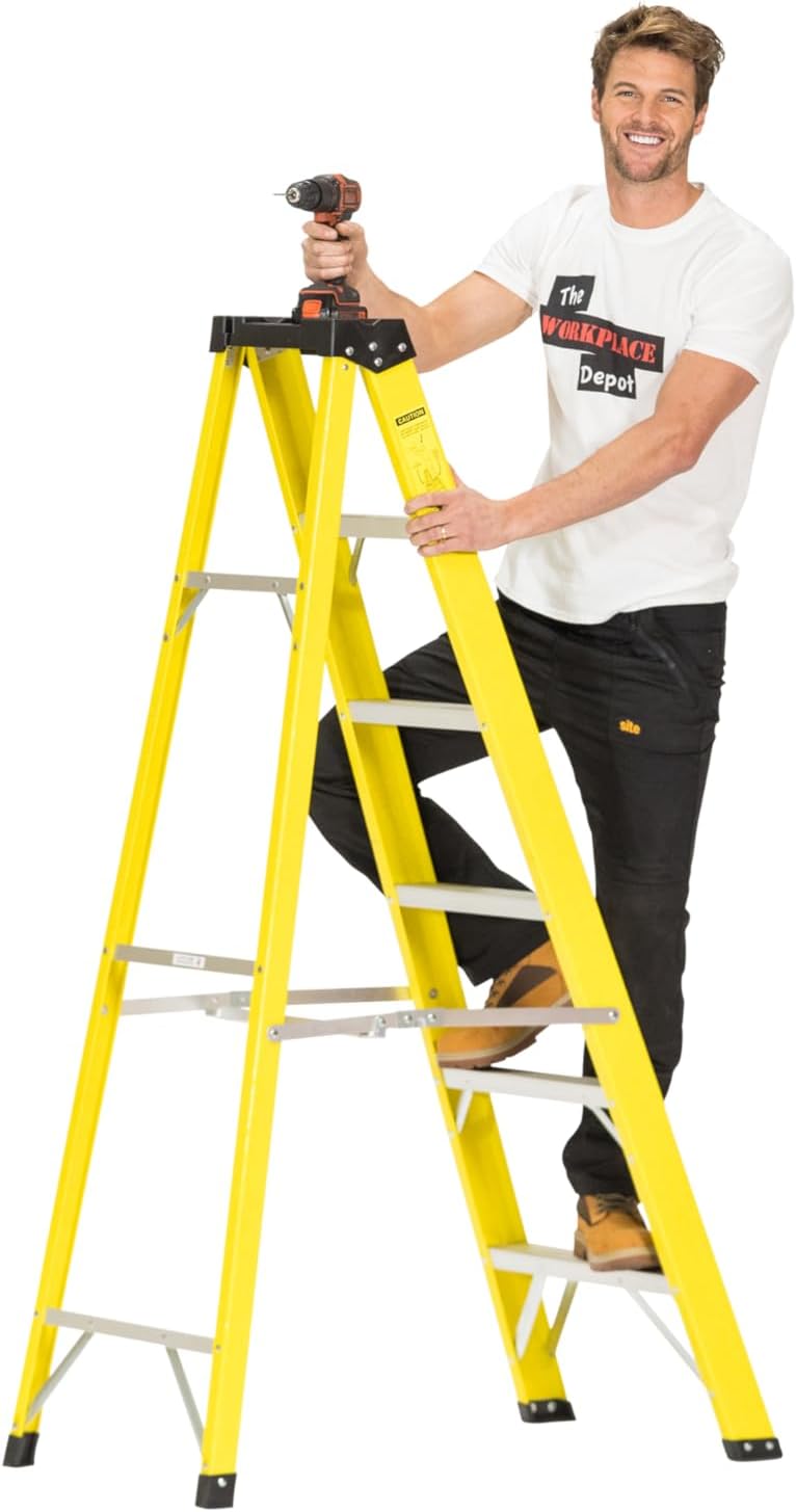 Workplace Depot 6 Tread Fibreglass Step Ladder EN-131 Certified Electrician