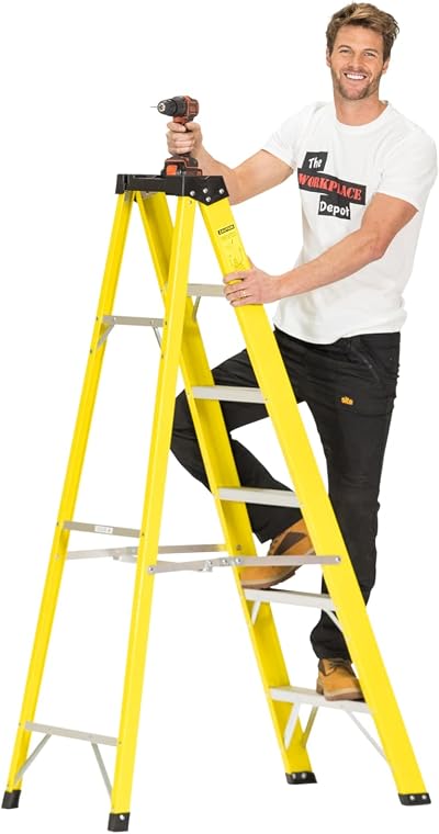 Workplace Depot 6 Tread Fibreglass Step Ladder EN-131 Certified Electrician