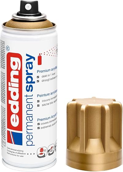 edding 5200 Matt Gold Acrylic Permanent Spray Paint 200ml for Glass Metal Wood