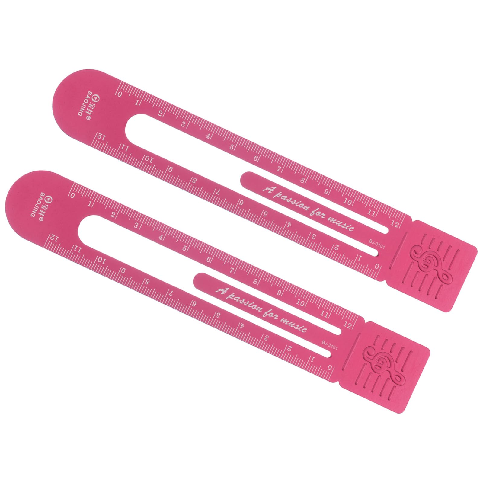 Kozelo 2pcs Metric Straight Ruler - [12cm] Aluminum Scales on Both Sides Metal Note Bookmark Clip Ruler Red for Measurement Drawing Office Classroom Use, 1mm Minimum Scale