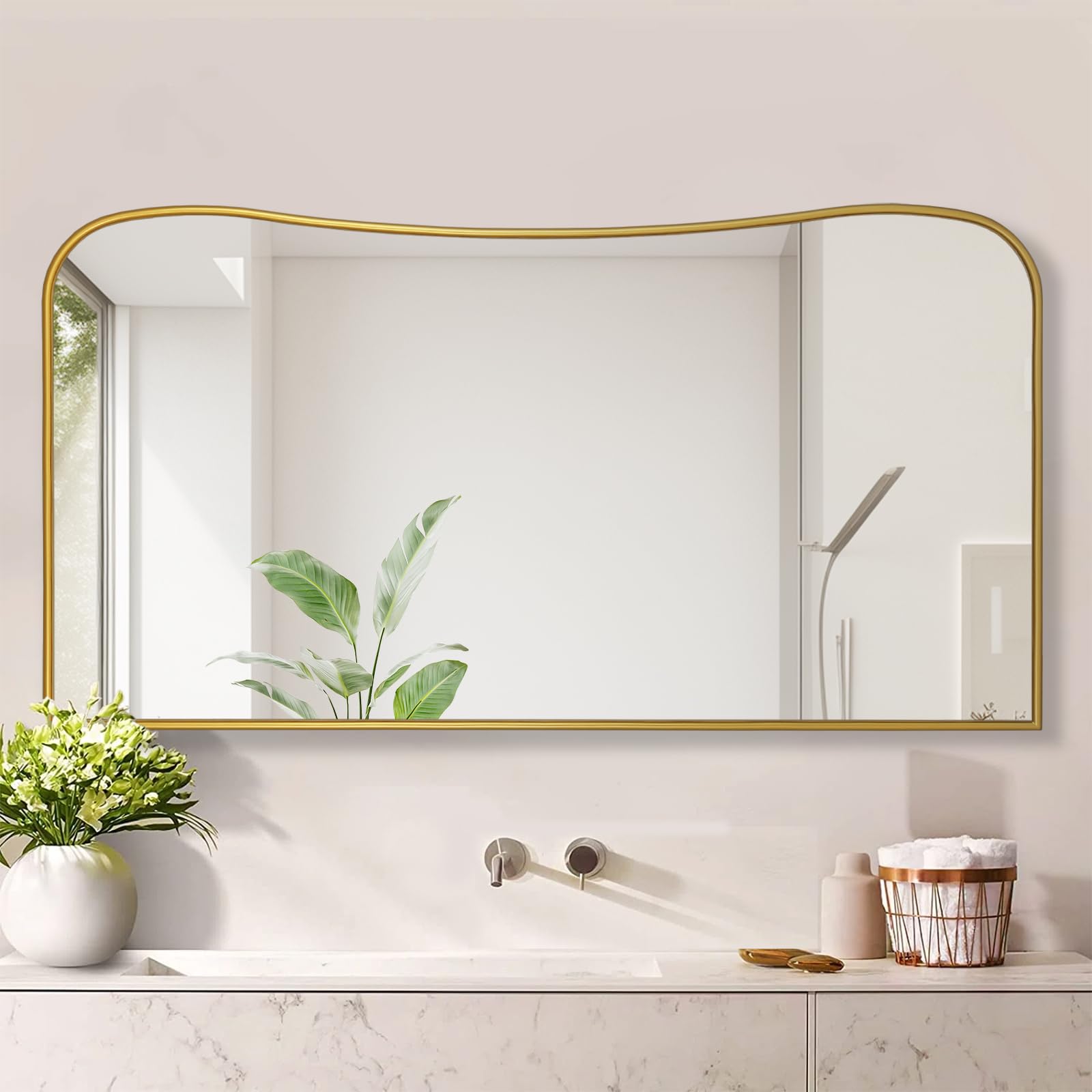 POZINO Gold Rectangular Mirrors, 23.6