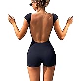 OZICERD Backless Rompers for Women Sexy Bodycon Jumpsuit One Piece Bodysuit Unitard Playsuit Party Club Short Jumpsuits Black