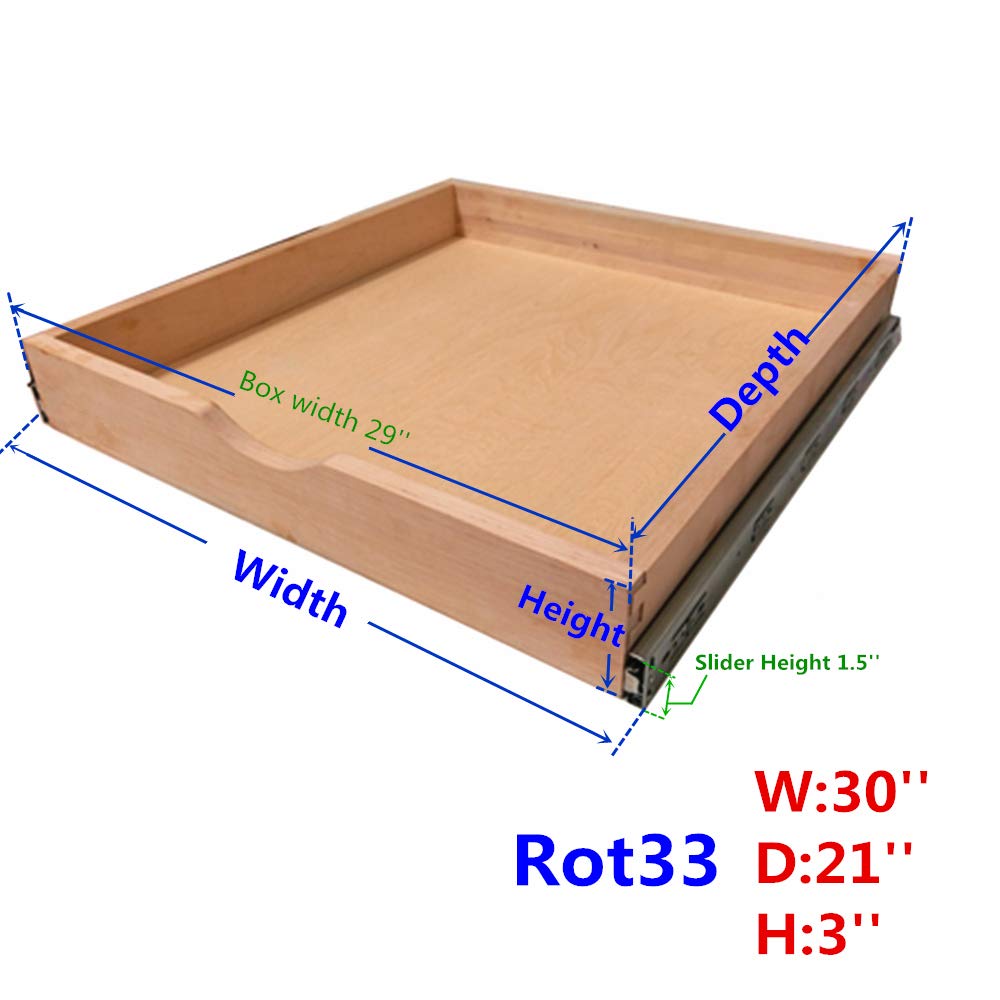 Cabinet Roll Out Trays Wood Pull Out Tray Drawer Boxes Kitchen Cabinet Organizers, Cabinet Slide Out Shelves, Pull-Out Shelf, Include 2 Pack Full Extension Side Mount Sliders 2 Rear Mounting Brackets
