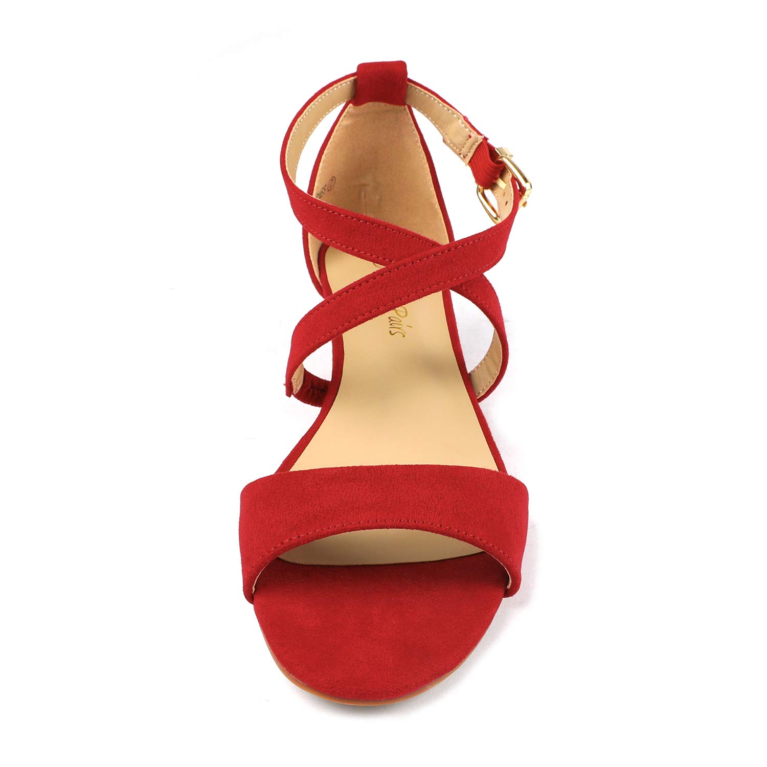 DREAM PAIRS Women's Jones Red Suede Low Wedge Pump Sandals Size 9.5 M US - Image 6