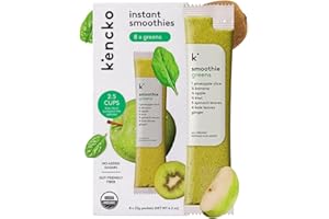 kencko Greens Smoothie Mix Packets - 8 Instant Breakfast Smoothies Made of Nature’s Original Superfoods - Pineapple, Apple, Kale, Spinach & More - Organic Fruit & Veggie Healthy Smoothies