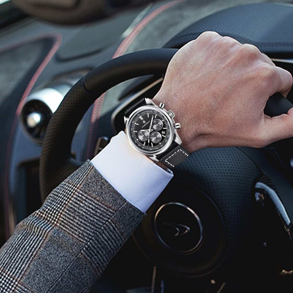 BENYAR AKNIGHT Herrenuhr Braun Leder Strap Chronograph Quarz Uhr Männer Datum Kalender Wasserdicht Armbanduhr Herren Sport mit Leder Armband Elegantes Geschenk