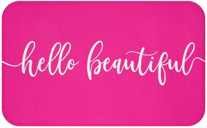 Bath Mat Hello Beautiful Hot Pink Bath Rug Bathroom Decor Amazon Co Uk Kitchen Home
