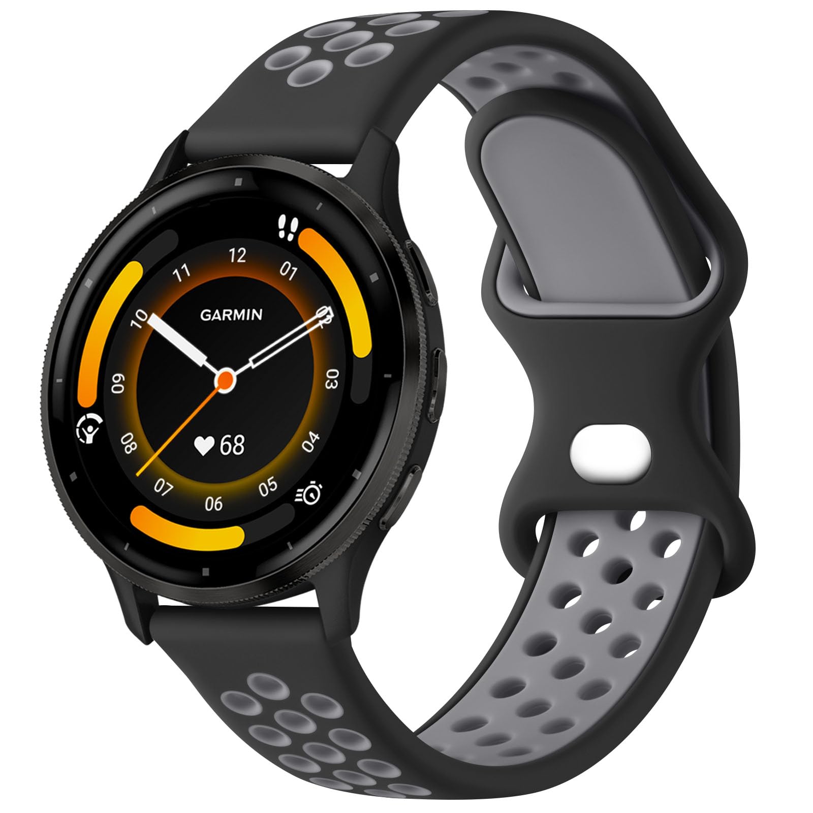 Vancle Bands Compatible with Garmin Forerunner 965 265 255 Watch Band, Garmin Vivoactive 4/Venu 3/Venu 2, Soft Silicone Sport Replacement Strap for Women Men (Black/Gray)