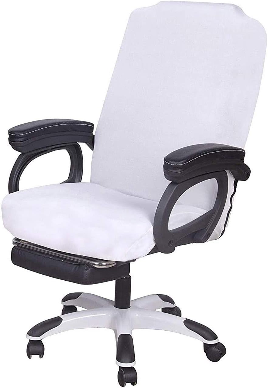 SARAFLORA White Office Chair Covers Stretch Washable Computer Chair Slipcovers for Universal Rotating Boss Chair Middle Size