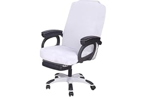 SARAFLORA Office Chair Cover- Large, White- Removable Computer Chair Cover for Office Chair with Zipper for Universal Rotating Chair Desk Chair Cover High Back Chair Seat Washable Protector for Pets
