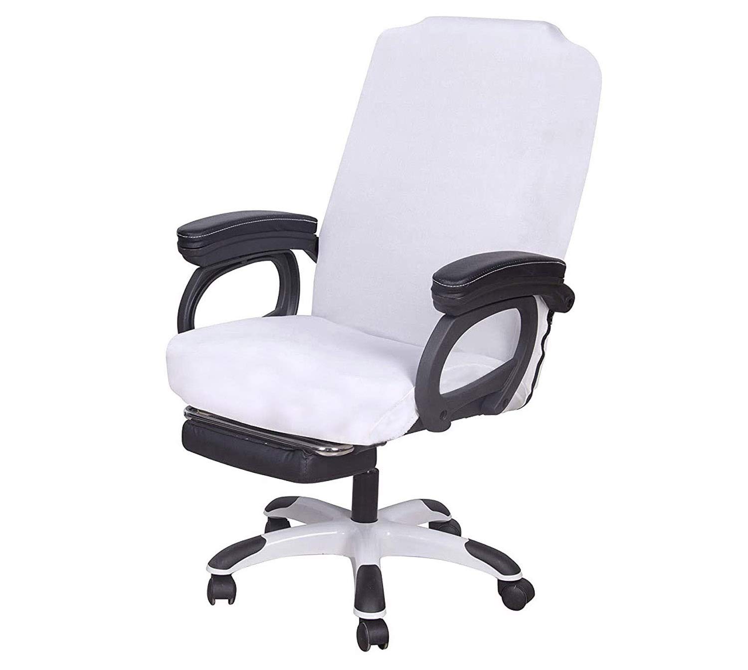 Photo 1 of SARAFLORA Office Chair Cover- Large, White- Removable Computer Chair Cover for Office Chair with Zipper for Universal Rotating Chair Desk Chair Cover High Back Chair Seat Washable Protector for Pets