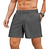 PINSPARK Men's Workout Shorts 5" Lightweight Running Shorts Quick Dry Athletic Gym Shorts with Zip Pocket Towel Loop