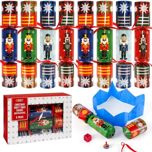 JOYIN 8 Pack Christmas Party Favor Non-Snap Nutcrackers Design Party Table Favors with Holiday Party Favor Supplies for Kids and Adults, Christmas Parties, Dinners and Holidays