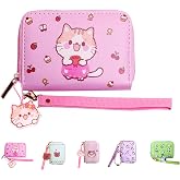 AACKS Little Girls Coin Purse Kids Small Wallet for Teens Women Mini Coin Pouches with Strap Cute Cartoon Card Holder Cat Kitty Panda Unicorn