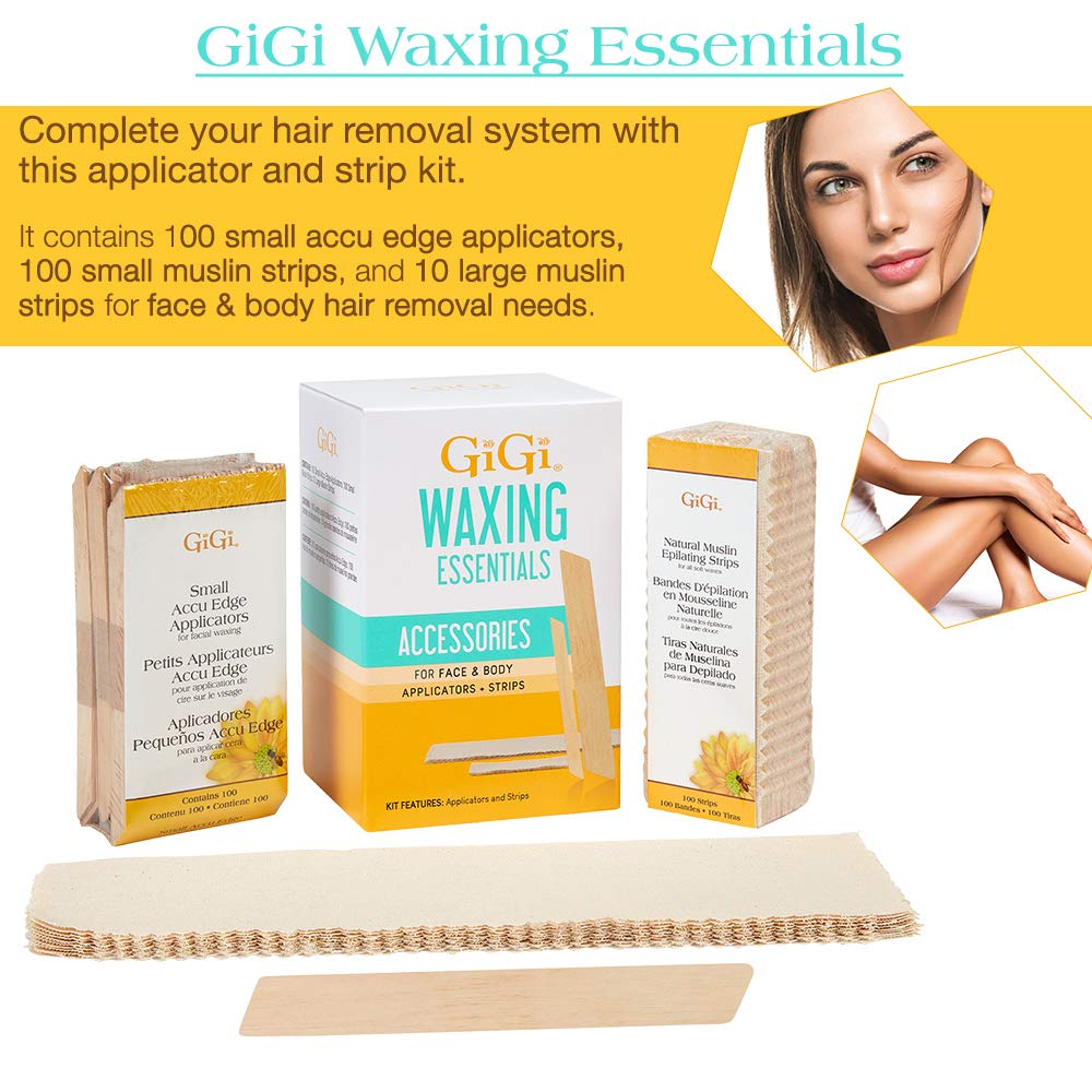 GIGI Wax Essentials, Applicators & Muslin Strips for Face & Body