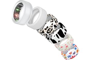 MAKCPOIMER 4/6 Pack Ring Protector Compatible with Oura Ring, Silicone Elastic Ring Cover for Oura Ring Gen 3 Working Out Accessories Men Women (Transparent+White+Floral*4, S (6/7/8/9/10))