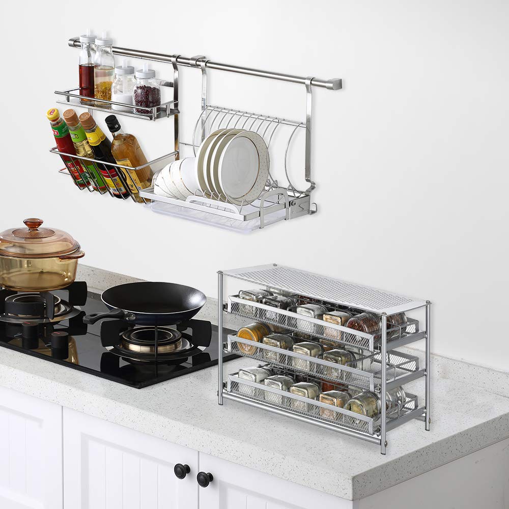 3 Etagen Gewürzregal ausziehbarer Gewürzständer für 24 Gewürze Küchen