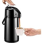 PARACITY Upgraded Airpot Coffee Carafe with Double Pump, Stainless Steel Drink Dispenser for Hot/Cold Beverage with Lazy Susan Base, Coffee Termos Para Cafe for Hot Cocoa for Parties