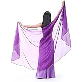 SHOWYOU Lightweight Semicircle Chiffon Hand Scarf Belly Dance Costume Outfit Hip Scarf Sequin Trim Shawls Veils