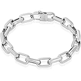 Invicta Bracelet for Men, Stainless Steel Chain Jewelry, Beveled Edge Nautical, 10mm, 9"