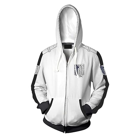 XYQB Herren Attack on Titan 3D Print Kapuzenpullover Kapuzensweatshirt mit Im Freien Reißverschluss Kapuzenpullover