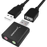 SABRENT Aluminum USB External Stereo Sound Adapter for Windows and Mac. Plug and play No drivers Needed [Black] (AU-EMCB)