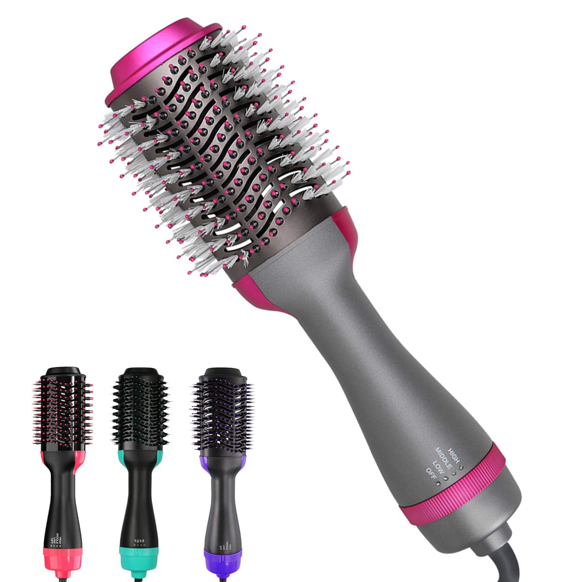 Hair Dryer Hot Air Brushes & Volumizer, Upgrade Salon Negative lon Hair Styling Brush Tool - Electric Blow Dryer for Straight, Curly & Wet hair, Ideal Gift (Cool-Gun) : Beauty