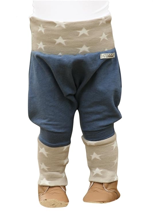 Lilakind Pumphose Hose Babyhose hochwertige Handarbeit Jersey Sweat Jeansblau Sterne
