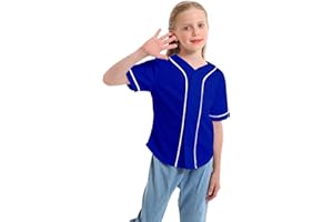 Mowbeat Boys Baseball Jersey Kids Short Sleeve Girls Hip Hop T Shirts Toddler Sport Button Down Jersey Shirt