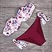 JingQi Women's Bandeau Push Up Floral Beach Wear Swimwear Bikini (Small, Purple)