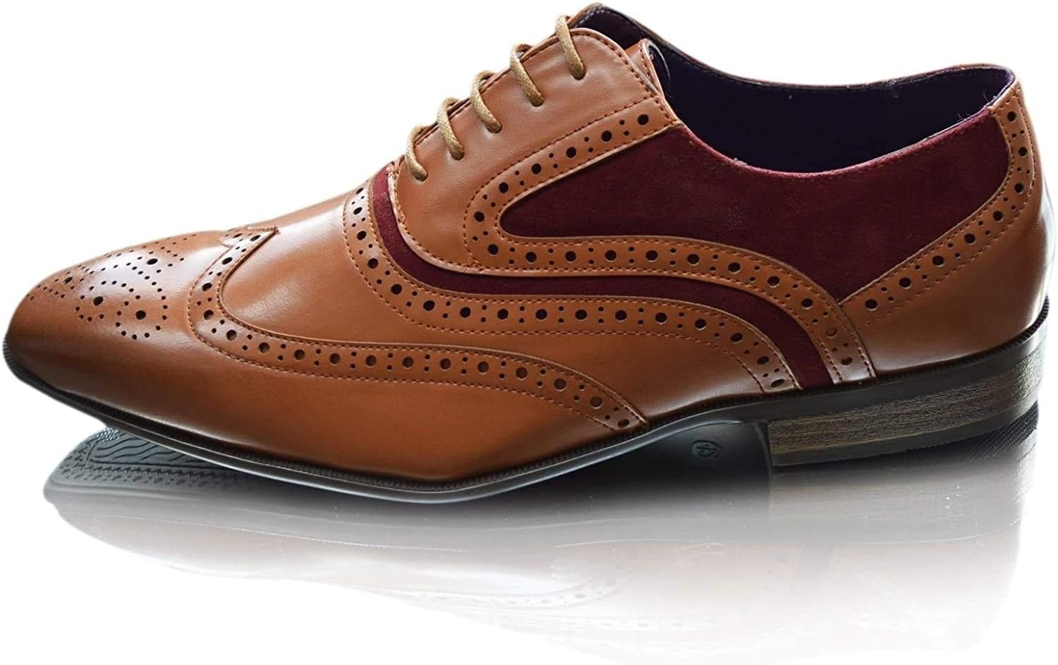 Mens Smart Lace-Up Smart Office Business Party Wedding Round Toe Wingtip Formal Brogues Shoes UK Size