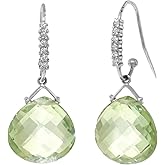 Galaxy Gold GG 14k Solid Gold Fish Hook Earrings Diamonds Green Amethysts