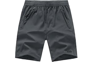 TBMPOY Men's Hiking Shorts Quick Dry Athletic Gym Workout Short with Zipper Pockets