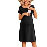 Ekouaer Women's Nursing Dress Summer Short Sleeve Patchwork Maternity Breastfeeding Knee Length Dress