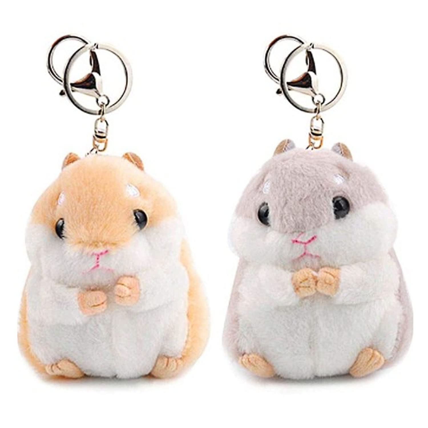 Photo 1 of RAYNAG Set of 2 Cute Hamster Plush Keychains Stuffed Animals Keyring Charm Handbag Pendant, A