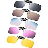 Frienda 5 Pairs Polarized Clip On Sunglasses Rimless Flip Up Anti Glare Driving Glasses