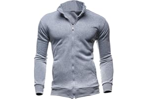 Men's Track Jackets Black Lightweight Sweatshirts Full Zip Up Mock Neck Long Sleeve Stand Collar Tops with Pocket