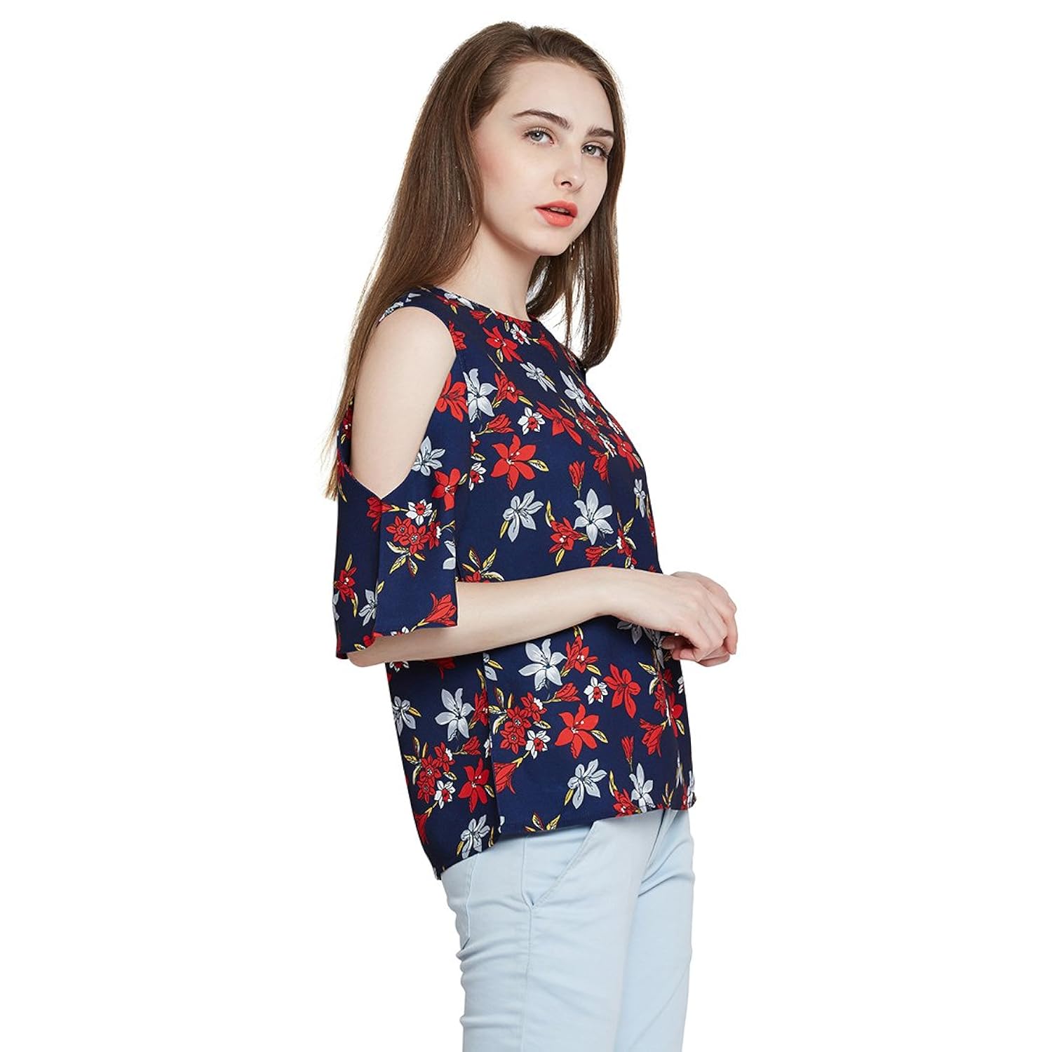 marie claire women blue floral print top