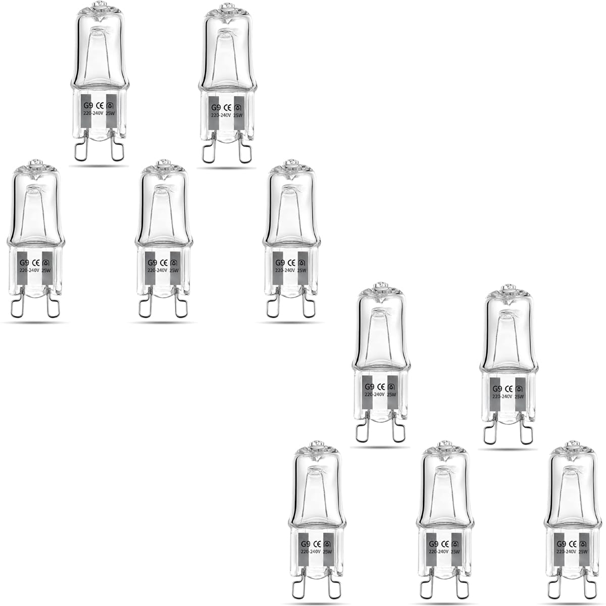 Hsthe Sea 10Pcs G9 Halogen Light Bulbs 25W Dimmable Capsule Bulb for Oven Lamps