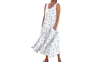 Kenvina Summer Dresses for Women 2024 Casual Boho Floral A-Line Tank Dress Loose Sleeveless Maxi Beach Sundress with