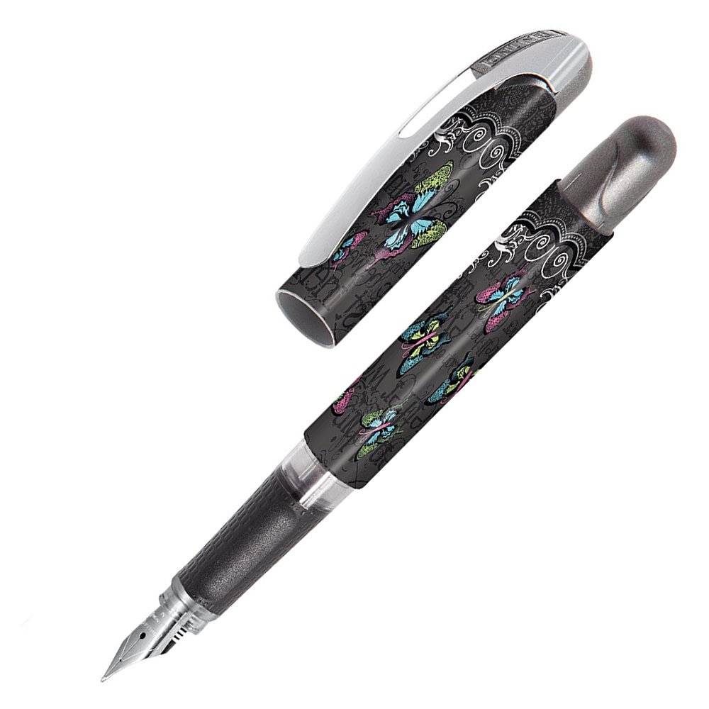 Ergonomic fountain pen for school/college - ONLINE College Butterfly Wings - solid medium nib, soft grip part, for standard ink cartridges, refillable, ideal for beginners/pupils/students, 12012/3D โ image 1