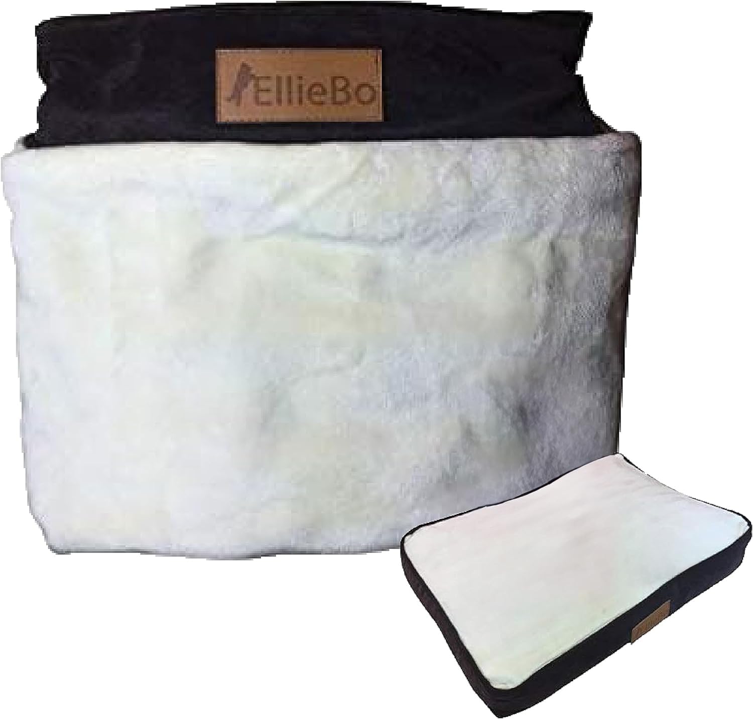 Ellie-Bo XXL Dog Bed Cover for 48-inch Dog Cage/Crate - Brown Corduroy/Beige FauxFur