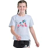 adidas Kids Girls Short Sleeve Graphic Cotton Tee Casual Tops Casual - White